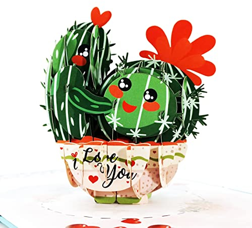 CUTPOPUP Cactus d'Amore - Biglietto San Valentino, Biglietto Auguri Matrimonio, Biglietto Anniversario, Moglie, Mamma, Mamma, Lei, Figlia, Nipote, Nonna (Love Cactus) US8-LO140IT