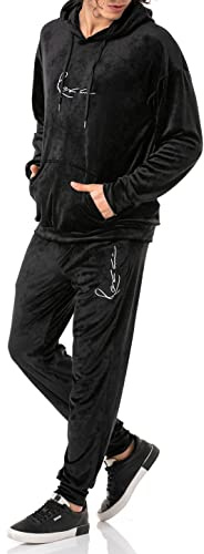 Redbridge Herren Jogginganzug Set Velour Signature Kapuzenpullover und Hose