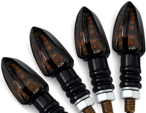 Germany Motorsports LED Motorrad Mini Blinker Shadow Schwarz kurz universal 12V e-geprüft vorn hinten (Shadow, 2 Paar)