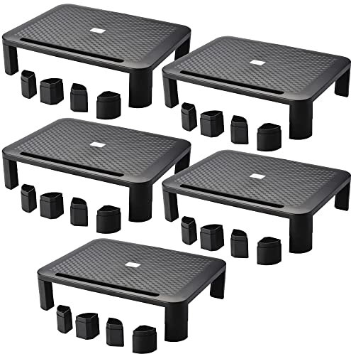 STEY ACCESORIOS Soporte para monitor, soporte pantalla ordenador y portátil de altura ajustable con patas desmontables - Made in EU (5 Unidades - Pack ahorro)