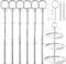 Bocguy 6 Pack Etageren Stangen Set Silber Vintage Metallstange Etageren Stangen Silber 6 Sets Etagere Bausatz für Geburtstag Hochzeitstorte Tortenständer 3 Etagen (Platte Nicht enthalten)