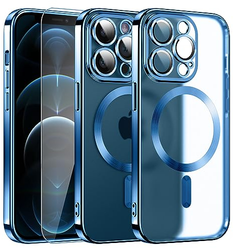 DOSNTO Matt für iPhone 12 Pro Max Hülle, [Kompatibel mit MagSafe] [mit Kameraschutz], Magnetische Handyhülle aus Silikon,Niemals Gelb Case Dünn Original Aussehen Schutzhülle für Frauen Mann, Lila