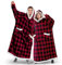 BTONGE Übergroße Hoodie Decke, Blanket Hoodie, Damen Herren Flanell Sherpa Warme Komfortable Kuschel Pullover Mit Ärmel Tragbar Ganzkörperdecke, Geeignet für Erwachsene, Jugendliche Rot Kariert