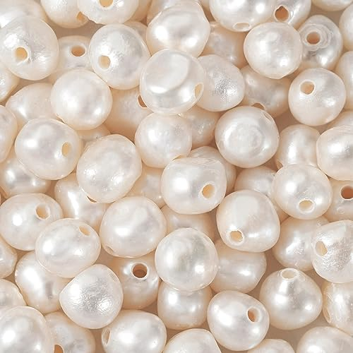 Beadthoven natürliche Süßwasserperlen, 1,6 mm großes Loch, Nuggets-Form, Barockperlen für Armbänder, Lederschnur, Perlen, Schmuckherstellung, 7–8 mm, 100 Stück