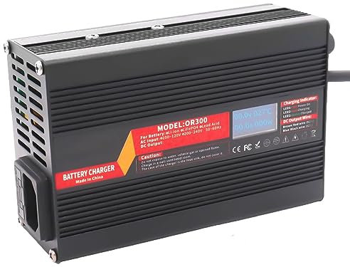 SZAJOR Chargeur de Batterie Lithium-ION 54,6V 5A pour Batterie au Lithium 13S 48V Chargeur de Batterie Intelligent avec Affichage numérique et Interrupteur Ventilateur de Refroidissement utilisé