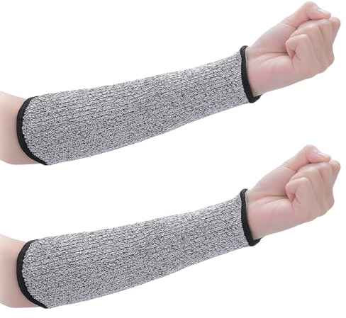 Lahviuu Schnittfeste Ärmel,1 Paar Ärmelschoner Hitzebeständiger Ärmelschutz Schnittfest Armstulpen Unterarmschutz Arm Sleeve Schnittschutz Armschutz Protektor,für Garten Küche Kochen,Grau