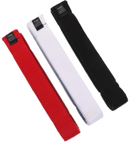 VILLCASE 3pièces Ceintures De Taekwondo Et Karaté De Ceintures Colorées Blanche Noire Léger Et Résistant pour Entraînement Et Compétitions