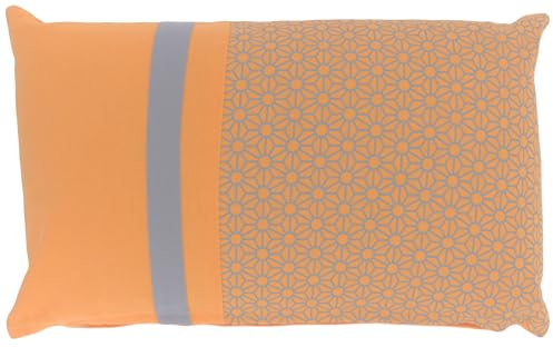 Alphadeco Sofakissen Lara Blume inkl. Füllung - Bezug: 100% Baumwolle - Mordernes Patchwork Design - viele Größen (Pfirsich/Sunset, 50x30cm)