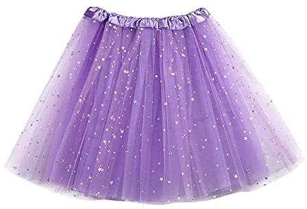 Women's Petticoat Tutu Tulle Skirt Frauen-Tutu-Rock für Erwachsene, Tanz, Flauschiger Dkirt, dreifacher Stern, Pailletten-Mesh-Rock 50er Vintage Ballet Blase Tanzrock Tanzkleid Ballkleid Kurz Retro