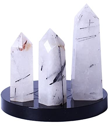 Home Cristallo Naturale Tormalina Nera Quarzo Point Tower Asta in Pietra Preziosa Nera Confezione da 1 Decorazione della Stanza (Size : 6-7cm)