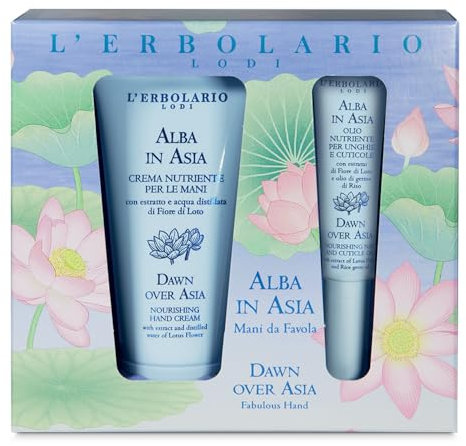 L' Erbolario - ALBA IN ASIA Kit MANI DA FAVOLA - Crema Nutriente per le Mani 50 ml e Olio Nutriente Unghie e Cuticole 75 ml - Edizione limitata