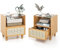 COSTWAY Table de Chevet avec Tiroir, Table d'Appoint en Bambou avec Plateau en Verre, Design Cannage, Grand Compartiement, Pieds en Bois Massif, Table de Nuit Bohême, 43 x 35 x 50 cm (2, Jaune)