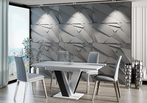 designimpex Design Esstisch PA-555 ausziehbar Hochglanz 120-160 cm Esszimmer, Farbe:Weiß Hochglanz - Schwarz Hochglanz