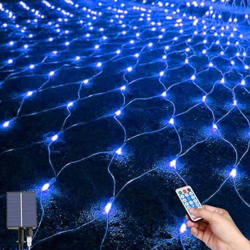 Solar String Lights Outdoor Garden, 2M*3M 198 LEDs Mesh Fairy Lights, 8 Lighting Modes,Waterproof Net Lights with Remote,Christmas net Lights Outdoor for Tree/Window Decorations