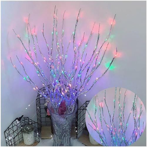 Undres 5 Stück LED Lichterzweige, LED Baumastlicht, Weidenkätzchen künstlich, Osterzweige künstlich, batteriebetriebene LED-beleuchtete Weidenzweige, ohne Batterie. (Farbiges Licht)