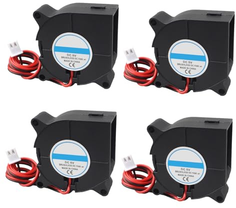 Jopto 4 Stück 3D Drucker Lüfter DC 5V 4020 Bürstenloser Kühlkühler Ventilator 40x40x20mm Geräuschloser 2 pin-kühlgebläse mit 30cm Kabel für 3D Drucker Zubehör