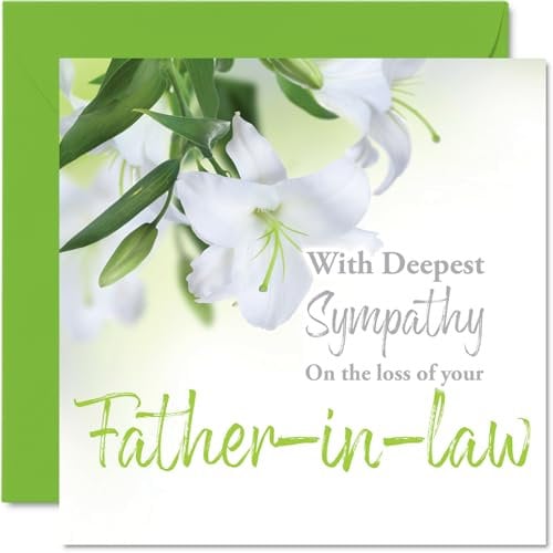Stuff4 Trauerkarten mit Aufschrift With Deepest Sympathy On The Loss Of Your Father in Law, Trauerkarten für Erwachsene, 145 mm Beileidskarte, Gedenkkarte mit Blumenmotiv