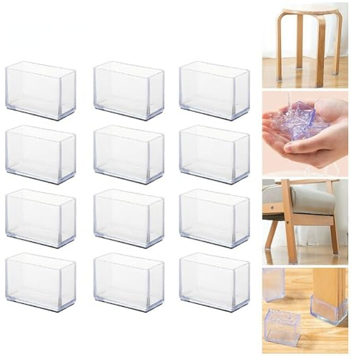 Lot de 12 protections rectangulaires pour pieds de chaise, housses de pieds de meubles, housses de pieds de table (30 x 60 mm)