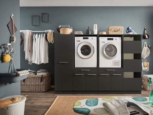 möbelando Waschmaschinenumbauschrank >LAUNDREEZY< in anthrazit - 235x162x67,5 (BxHxT)