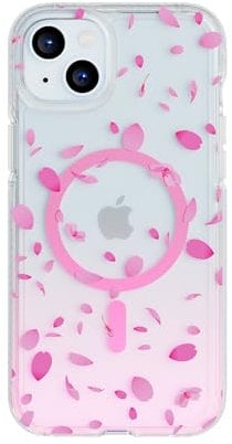 Tech21 FlexQuartz phone case for iPhone 15 Plus - Compatible with MagSafe - 15x Military Standard Protection - Cherry Blossom Design