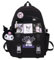 WKxinxuan My Melody Rucksack Schultasche, Kuromi Cinnamoroll Kawaii Rucksack für Mädchen mit süßer Anstecknadel, große süße Anime Kuromi Tasche Cosplay Rucksack Schwarz