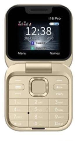 Giilayky Mini Flip Mobile Phone FM Radio Voice Blacklist Speed Dial Vibration 2SIM Card Small Display Foldable Phone Easy Install (Gold)