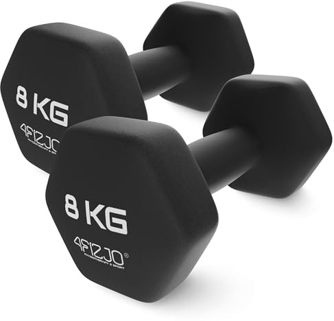 4FIZJO Hantelset CLASSIC, Gusseisenhanteln mit Neoprenbeschichtung, Kurzhanteln, Gewichte, Dumbbell frauen, Angenehm anzufassen, Aerobic-, Ausdauer- und Rehabilitationstraining