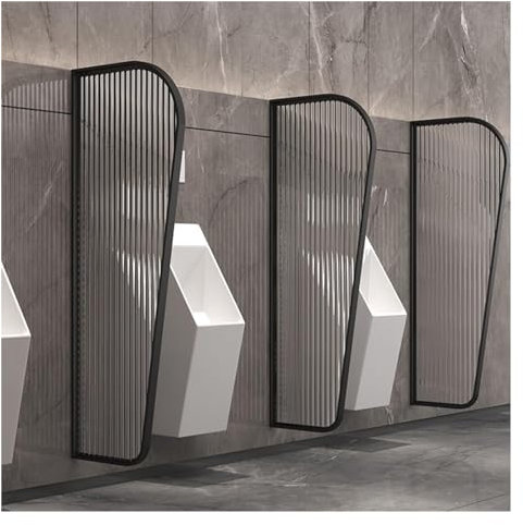 OLSKFUH Urinal-Trennwand, Trennwand aus durchscheinenden Glasplatten, Urinal-Schirmgitter mit Edelstahlrahmen, Schwarz, 3 Stück