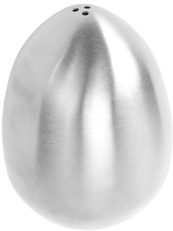 MOUMOUTEN Cocina de acero inoxidable para el hogar, salero en forma de huevo, tarro de condimento, caja de condimento de huevo vertical de tres orificios, tarro de especias, tarro (Silver)
