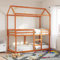 NQJIBUE Beds & Accessories Etagenbett mit Dach gewachst braun 75x190 cm Massivholz Kiefer Betten & Bettrahmen