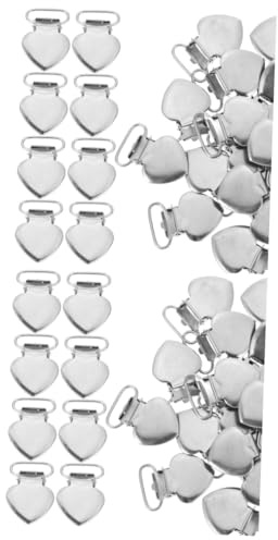 TINEASUR 60 Pièces Pince Bec de Canard Coeur pêche Clips d'attaches en Forme de Coeur Porte-Attache-tétine Clips de Fixation Clip de Fixation Attaches-tétines en métal Pinces à Bretelles