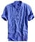 Mens Linen Shirts - Mens Button Down Grandad Shirt Short Sleeved Loose Fit Summer T Shirts Men's Hippie Shirts Grandad Collar T-Shirts for Men Lightweight Wedding Vacation Work Shirt Navy