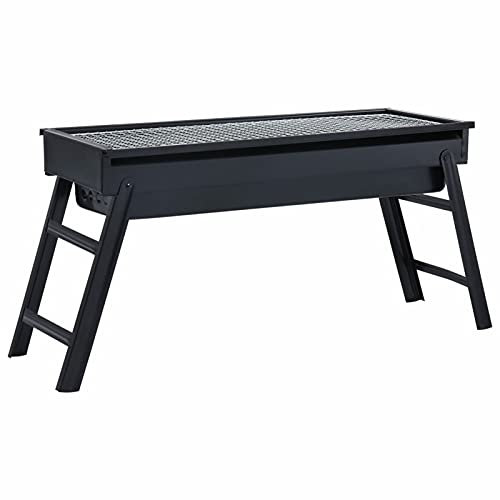 ShGaxin Tragbarer Campinggrill aus Stahl, 60 x 22,5 x 33 cm, Kohlegrill, Smoker, Grill, Kohlegrill und Brennholz
