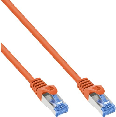 InLine 72614O Câble patch Cat.6A, S/FTP, TPE (LSZH), CCA, PoE LAN, Ethernet, câble réseau RJ45 Gigabit, orange, 1,5 m