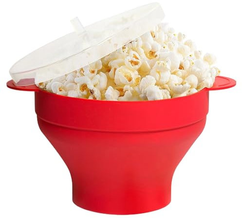 Euyehn Cuenco de palomitas de maíz para microondas, multifuncional de silicona, apto para lavavajillas, plegable, para el hogar, fiestas