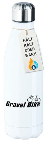 Huuraa Edelstahl-Trinkflasche Gravel Bike Fahrrad Geschenk 500ml White Wasserflasche Gravel Bike Präsent