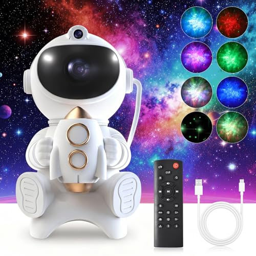 Astronaute Projecteur Ciel Étoilé, LED Astronaute Projecteur Galaxie avec Télécommande, 8 Modes Nébuleuse, Rotation à 360° Veilleuse, Bluetooth Galaxy Projector Plafond pour Chambres Fêtes Cadeaux