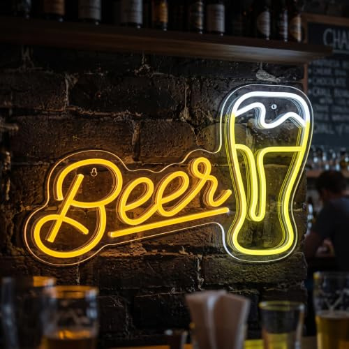 Beer Neon Schild Bier Led Schild für Wanddekoration Bier Neonlicht Dimmbar für Bar Kneipe Party Dekoration Nachtclub Home Pub Männerhöhle Geschenke