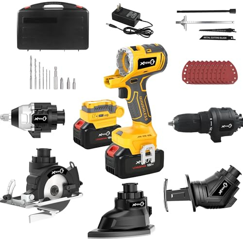 XPENG Cordless Power Tool Combo Kit 18V 6-Tool Set Circular Saw, Palm Sander, Drill, Impact Driver, Reciprocating Saw, Battery Compatible with Makita 20V Battery 2×4.0Ah Batteries and Fast Charger