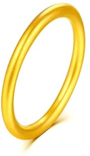 Ayoiow Wedding Ring Damen Kein Edelstein, 24K Gelbgold Einfaches Band Gold Ringe für Damen, Größe 53 (16.9)