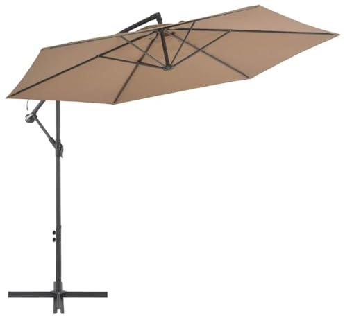 Parasol déporté, 300 cm, taupe, avec mât en aluminium, parasol de jardin résistant aux UV et de terrasse, protection solaire autoportante pour l'extérieur, grande surface d'ombrage