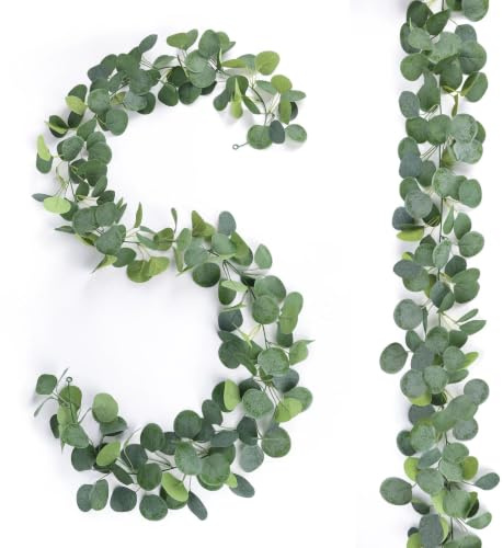 N&T NIETING Eukalyptus Girlande Künstlich, 2 Stück 1,8m Eukalyptus Deko Hängepflanzen mit Blättern Grün Künstliche Girlande Pflanze für Hochzeit Tischdeko Party Frühlingsgirlande Blumenschmuck