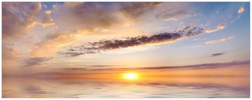 Wallario Küchenrückwand selbstklebend 115 x 50 cm, Motiv: Sonnenuntergang über dem Wasser | Spritzschutz abwischbar & pflegeleicht