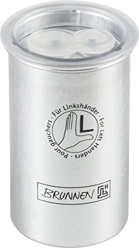 Brunnen Dosenspitzer Alu (3,5 x 6,5 cm, Linkshänder, Metalldoppelspitzer mit flexiblem Deckel als Staubverschluss)