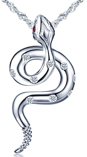 Unendlich U 925 Sterling Silber Damen Halskette Schlange Zirkonia Anhänger Kettenanhänger