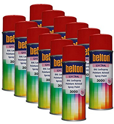 12x KWASNY 324 040 BELTON SPECTRAL Lackspray RAL 3000 feuerrot hochglanz 400ml