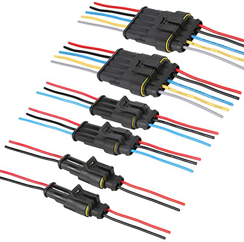CESFONJER Voiture Fiche Etanche, Électrique Prise Mâle et Femelle, AWG Connecteur Etanche Electrique (2 Broches avec Fil × 2 Kits, 3 Broches avec Fil × 2 Kits, 5 Broches avec Fil × 2 Kits)