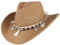 GEMVIE Women's Summer Straw Cowboy Cowgirl Hat Sun Hats Wide Brim Beach Holiday Straw Hat with Shell Band-Khaki