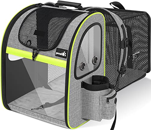 Pecute Zaino Porta Animali Estensibile Sia per Cani di Piccola Taglia Che per Gatti, Cuccia Portatile/Trasportino Estraibile Indicato per Viaggi Sia Lunghi Che Corti