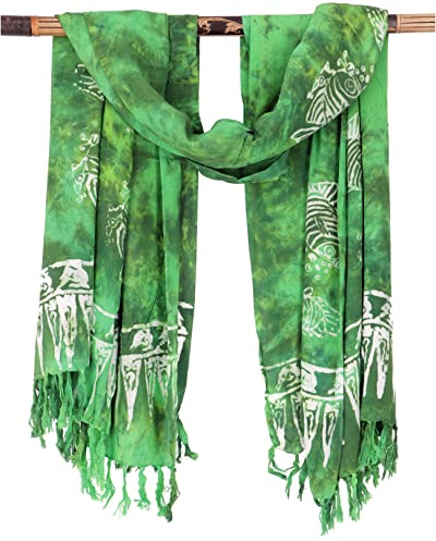 GURU SHOP Bali Batik Sarong, Wandbehang, Wickelrock, Sarongkleid, Strand Tuch - Design 38/grün, Herren/Damen, Synthetisch, 160x100 cm